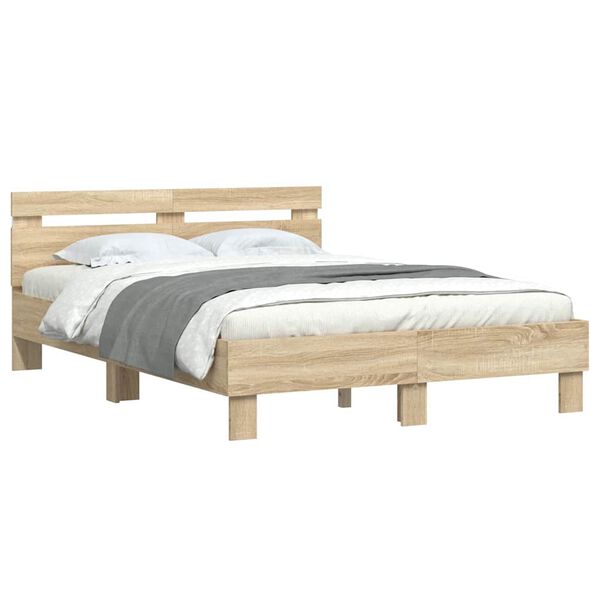 vidaXL Estructura de cama Sonoma 137 x 190 cm Madera de ingenier&iacute;a