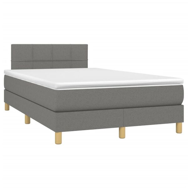 vidaXL Cama box spring con colch&oacute;n y LED tela marr&oacute;n oscuro 120x190 cm