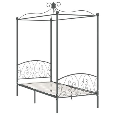 vidaXL Estructura de cama con dosel metal gris 100x200 cm