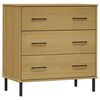 vidaXL Aparador con 3 cajones OSLO madera maciza marr&oacute;n 77x40x79,5 cm