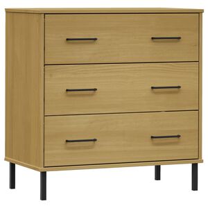 vidaXL Aparador con 3 cajones OSLO madera maciza marr&oacute;n 77x40x79,5 cm