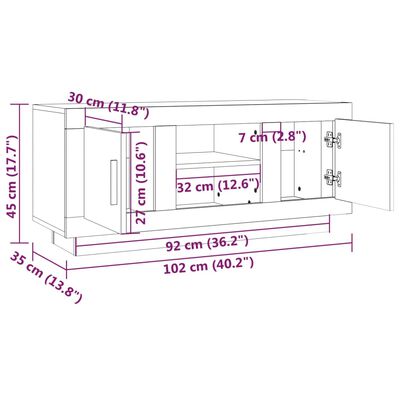 vidaXL Mueble de TV madera contrachapada blanco brillo 102x35x45 cm