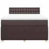 vidaXL Cama box spring con colch&oacute;n tela marr&oacute;n oscuro 140x190 cm