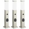 vidaXL Balizas de luz con sensor y toma de corriente, 3 unidades, 50 cm, acero inoxidable, IP44