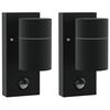 vidaXL Luz de pared exterior 2 uds. Negro 6,5 x 10,5 x 16 cm