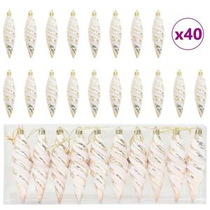 vidaXL Esfera Espiral de Navidad 40 uds. champ&aacute;n 3 x 11 cm Pl&aacute;stico