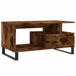 vidaXL Mesa de centro madera contrachapada roble ahumado 90x49x45 cm