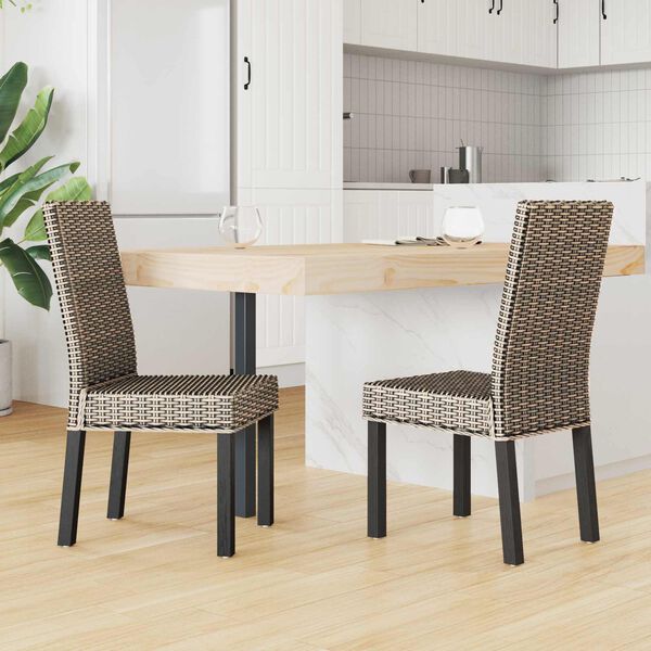 vidaXL Silla de comedor 2 pcs Lavado negro 45 x 54 x 93 cm