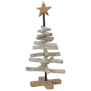 vidaXL &Aacute;rbol de Navidad con soporte Marr&oacute;n 60 cm Madera de teca maciza