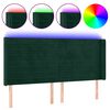 vidaXL Cabecero con LED de terciopelo verde oscuro 163x16x118/128 cm