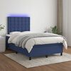 vidaXL Cama box spring con colch&oacute;n y LED tela azul 120x200 cm
