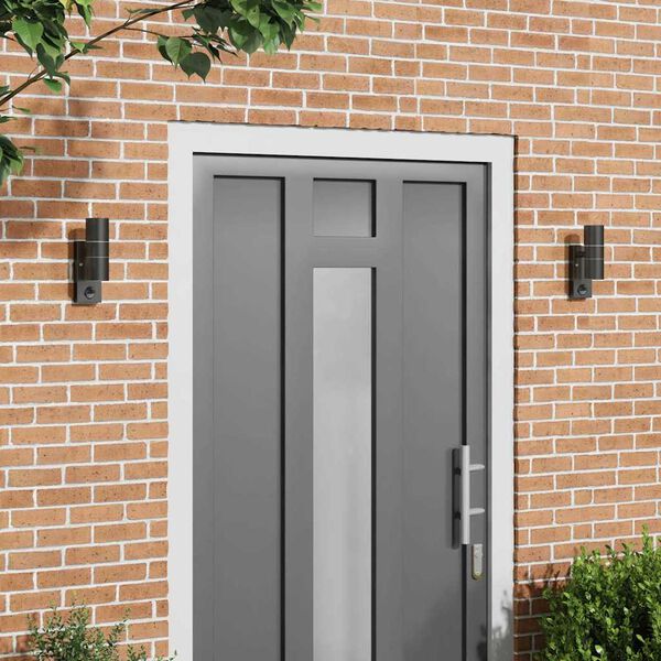 vidaXL Aplique de pared exterior 2 pcs Negro 7 x 10 x 22 cm