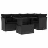 vidaXL Set de sof&aacute;s de jard&iacute;n 6 piezas y cojines rat&aacute;n sint&eacute;tico negro