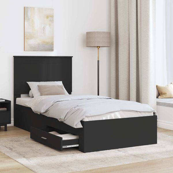 vidaXL Estructura de cama con cabecera Negro y Plata 100 x 200 cm
