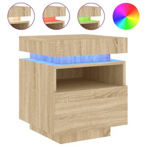 vidaXL Mesita de noche con luces LED roble Sonoma 40x39x48,5 cm