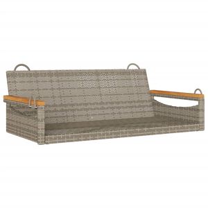 vidaXL Banco columpio de rat&aacute;n sint&eacute;tico gris 109x62x40 cm