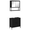vidaXL Juego de muebles de ba&ntilde;o 2 pcs Negro Madera contrachapada