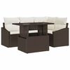 vidaXL Conjunto de sof&aacute; de jard&iacute;n 5 uds. Marr&oacute;n y crema