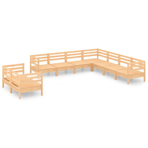 vidaXL Juego de muebles de jard&iacute;n 9 piezas madera maciza de pino
