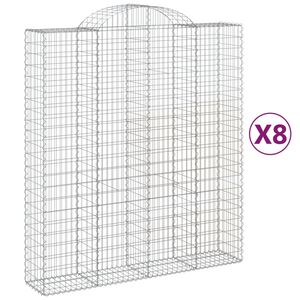 vidaXL Cestas de gaviones 8 uds forma de arco hierro 200x50x220/240 cm