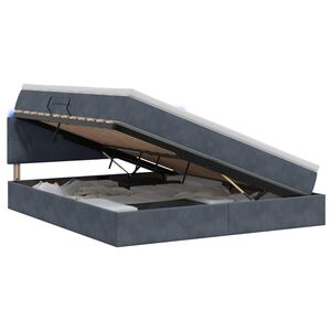 vidaXL Cama de almacenamiento LED con colch&oacute;n Gris oscuro 160 x 200 cm