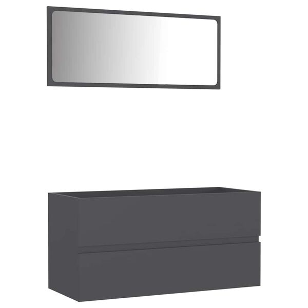 vidaXL Set de muebles de ba&ntilde;o 2 piezas madera contrachapada gris