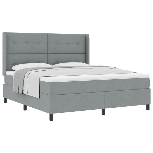 vidaXL Cama tipo Box Spring con colch&oacute;n Gris claro 180 x 200 cm tela