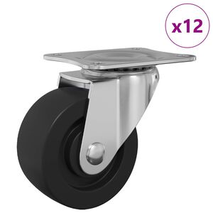 vidaXL Rueda giratoria 12 pcs Plateado 60 x 60 x 50 mm Hierro y nylon