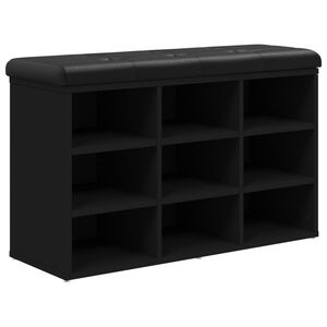 vidaXL Banco zapatero madera de ingenier&iacute;a negro 82x32x50 cm