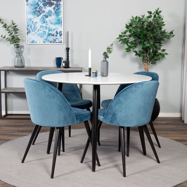 Venture Home Sillas de comedor 2 uds Velvet terciopelo negro y azul