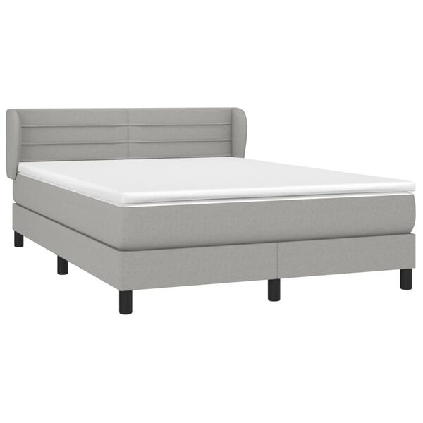 vidaXL Cama box spring con colch&oacute;n tela gris claro 140x190 cm