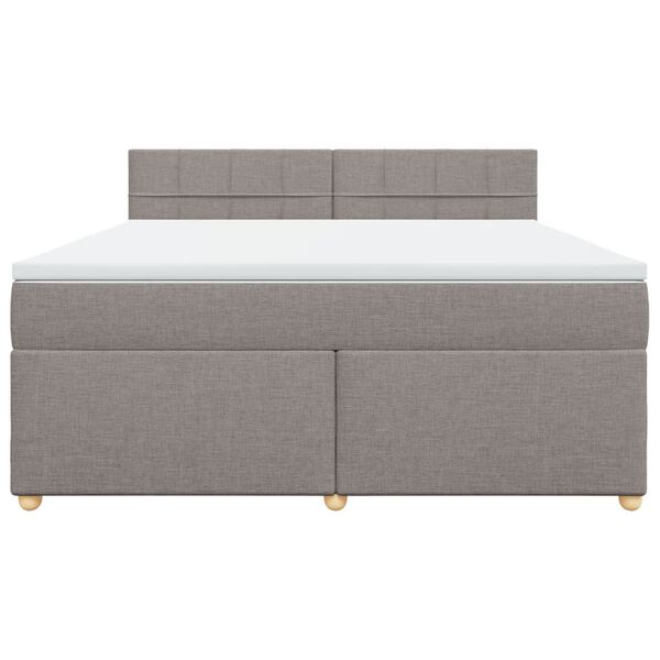 vidaXL Cama box spring con colch&oacute;n tela gris taupe 180x200 cm