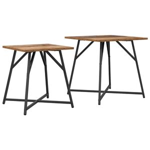 vidaXL Conjunto de mesas auxiliares 2 uds. Madera envejecida y negra