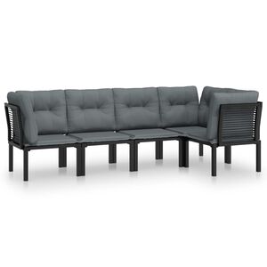 vidaXL Juego de muebles de jard&iacute;n 5 pzas rat&aacute;n sint&eacute;tico negro y gris