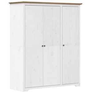 vidaXL Armario BODO madera maciza pino blanco y marr&oacute;n 146x53,5x173 cm