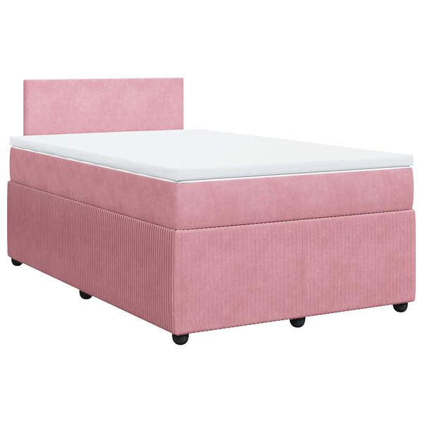 vidaXL Cama box spring con colch&oacute;n terciopelo rosa 120x190 cm
