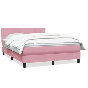 vidaXL Cama box spring con colch&oacute;n terciopelo rosa 140x220 cm