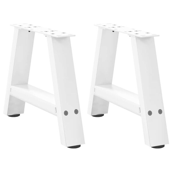 vidaXL Patas para mesa de centro en forma de A (2 unidades), color blanco, 40 x (30-31) cm, acero