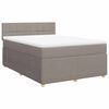 vidaXL Cama box spring con colch&oacute;n tela gris taupe 140x200 cm