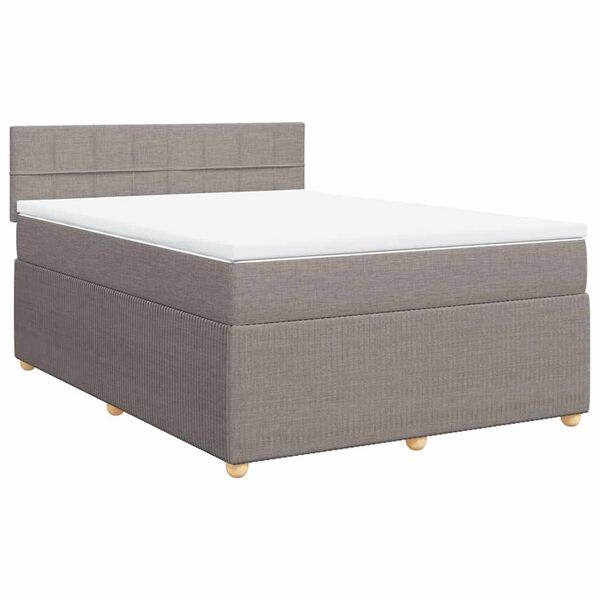 vidaXL Cama box spring con colch&oacute;n tela gris taupe 140x200 cm