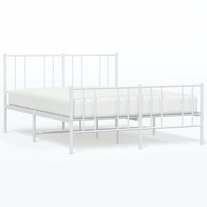 vidaXL Estructura cama sin colch&oacute;n con estribo metal blanco 140x190 cm
