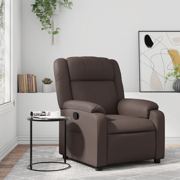 vidaXL Sill&oacute;n reclinable de cuero sint&eacute;tico marr&oacute;n