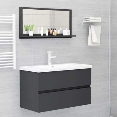 vidaXL Espejo de baño madera contrachapada gris 80x10,5x37 cm