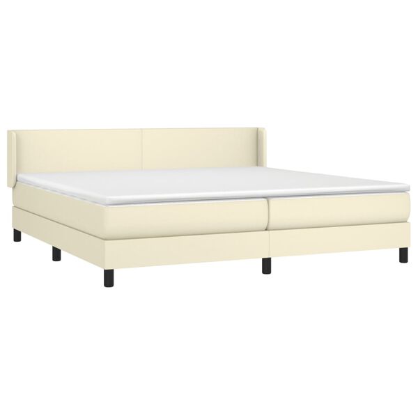 vidaXL Cama box spring con colch&oacute;n cuero sint&eacute;tico crema 200x200 cm