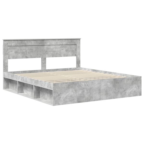 vidaXL Estructura de cama Concreto 200 x 200 cm Madera de pino macizo