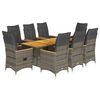 vidaXL Set comedor jard&iacute;n 9 pzas y cojines rat&aacute;n sint&eacute;tico gris
