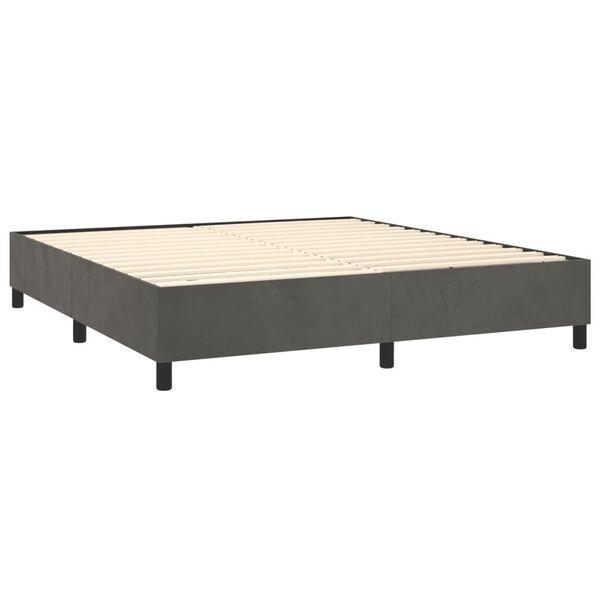 vidaXL Cama box spring con colch&oacute;n terciopelo gris oscuro 160x200 cm