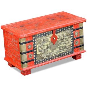 vidaXL Ba&uacute;l de almacenamiento madera de mango rojo 80x40x45 cm