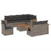 vidaXL Set de muebles de jard&iacute;n 9 pzas y cojines rat&aacute;n sint&eacute;tico gris