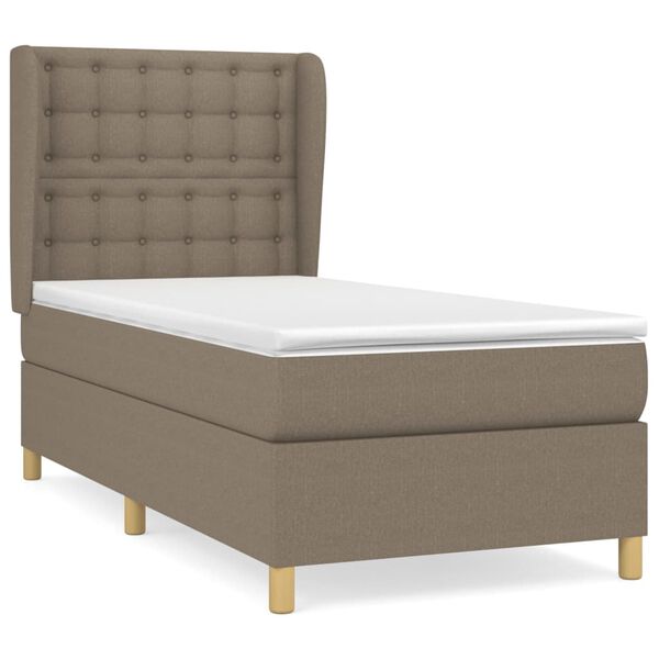 vidaXL Cama box spring con colch&oacute;n tela gris taupe 80x200 cm